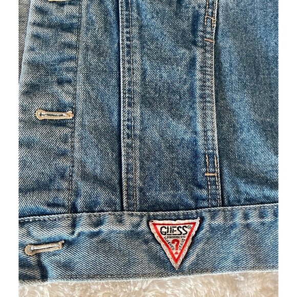Vintage GUESS George Marciano Denim Trucker Jacket 90's Youth Unisex - Picture 7 of 10